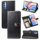 For Oppo Reno4 4G Retro Solid Color Leather Buckle Phone Case with Lanyard & Photo Frame & Card Slot & Wallet & Stand Function(Black) - 1