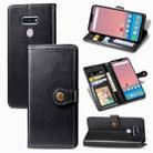 For LG Style3 L-41A Retro Solid Color Leather Buckle Phone Case with Lanyard & Photo Frame & Card Slot & Wallet & Stand Function(Black) - 1
