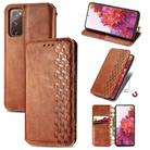 For Galaxy S20 FE(4G/5G) / S20 Lite Cubic Grid Pressed Horizontal Flip Magnetic PU Leather Case with Holder & Card Slots & Wallet(Brown) - 1