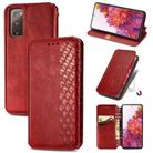 For Galaxy S20 FE(4G/5G) / S20 Lite Cubic Grid Pressed Horizontal Flip Magnetic PU Leather Case with Holder & Card Slots & Wallet(Red) - 1