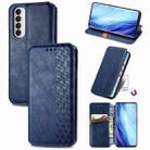 For Oppo Reno4 Pro 4G Cubic Grid Pressed Horizontal Flip Magnetic PU Leather Case with Holder & Card Slots & Wallet(Blue) - 1