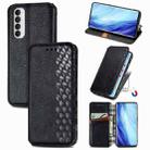For Oppo Reno4 Pro 4G Cubic Grid Pressed Horizontal Flip Magnetic PU Leather Case with Holder & Card Slots & Wallet(Black) - 1