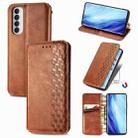 For Oppo Reno4 Pro 4G Cubic Grid Pressed Horizontal Flip Magnetic PU Leather Case with Holder & Card Slots & Wallet(Brown) - 1