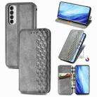 For Oppo Reno4 Pro 4G Cubic Grid Pressed Horizontal Flip Magnetic PU Leather Case with Holder & Card Slots & Wallet(Gray) - 1