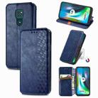 For Motorola Moto G9 Play Cubic Grid Pressed Horizontal Flip Magnetic PU Leather Case with Holder & Card Slots & Wallet(Blue) - 1