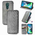 For Motorola Moto G9 Play Cubic Grid Pressed Horizontal Flip Magnetic PU Leather Case with Holder & Card Slots & Wallet(Gray) - 1