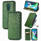 For Motorola Moto G9 Play Cubic Grid Pressed Horizontal Flip Magnetic PU Leather Case with Holder & Card Slots & Wallet(Green) - 1