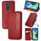 For Motorola Moto G9 Play Cubic Grid Pressed Horizontal Flip Magnetic PU Leather Case with Holder & Card Slots & Wallet(Red) - 1