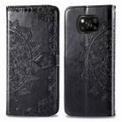 For Xiaomi Poco X3 NFC Mandala Flower Embossed Horizontal Flip Leather Case with Bracket / Card Slot / Wallet / Lanyard(Black) - 1