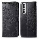 For OPPO Reno 4 Pro 4G Mandala Flower Embossed Horizontal Flip Leather Case with Bracket / Card Slot / Wallet / Lanyard(Black) - 1