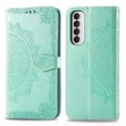 For OPPO Reno 4 Pro 4G Mandala Flower Embossed Horizontal Flip Leather Case with Bracket / Card Slot / Wallet / Lanyard(Green) - 1