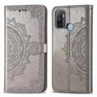 For OPPO A53 2020 Mandala Flower Embossed Horizontal Flip Leather Case with Bracket / Card Slot / Wallet / Lanyard(Gray) - 1