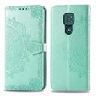 For Moto G9 Play Mandala Flower Embossed Horizontal Flip Leather Case with Bracket / Card Slot / Wallet / Lanyard(Green) - 1