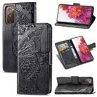 For Galaxy S20 FE / S20 Lite Butterfly Love Flower Embossed Horizontal Flip Leather Case with Bracket / Card Slot / Wallet / Lanyard(Black) - 1
