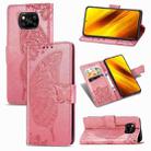 For Xiaomi Poco X3 NFC Butterfly Love Flower Embossed Horizontal Flip Leather Case with Bracket / Card Slot / Wallet / Lanyard(Pink) - 1