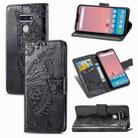 For LG Style3 L-41A Butterfly Love Flower Embossed Horizontal Flip Leather Case with Bracket / Card Slot / Wallet / Lanyard(Black) - 1