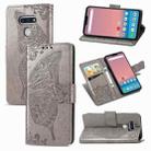 For LG Style3 L-41A Butterfly Love Flower Embossed Horizontal Flip Leather Case with Bracket / Card Slot / Wallet / Lanyard(Gray) - 1