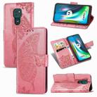 For Moto G9 Play Butterfly Love Flower Embossed Horizontal Flip Leather Case with Bracket / Card Slot / Wallet / Lanyard(Pink) - 1