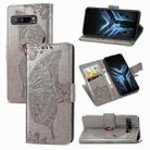 For Asus ROG Phone 3 ZS661KS Butterfly Love Flower Embossed Horizontal Flip Leather Case with Bracket / Card Slot / Wallet / Lanyard(Gray) - 1