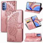 For OPPO Reno 4 4G Butterfly Love Flower Embossed Horizontal Flip Leather Case with Bracket / Card Slot / Wallet / Lanyard(Rose Gold) - 1