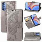 For OPPO Reno 4 4G Butterfly Love Flower Embossed Horizontal Flip Leather Case with Bracket / Card Slot / Wallet / Lanyard(Gray) - 1