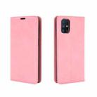 For Samsung Galaxy M51 (Side Fingerprint) Retro-skin Business Magnetic Suction Leather Case with Holder & Card Slots & Wallet(Pink) - 2