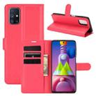 For Samsung Galaxy M51 (Side Fingerprint) Litchi Texture Horizontal Flip Protective Case with Holder & Card Slots & Wallet(Red) - 1