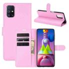 For Samsung Galaxy M51 (Side Fingerprint) Litchi Texture Horizontal Flip Protective Case with Holder & Card Slots & Wallet(Pink) - 1