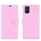 For Samsung Galaxy M51 (Side Fingerprint) Litchi Texture Horizontal Flip Protective Case with Holder & Card Slots & Wallet(Pink) - 2