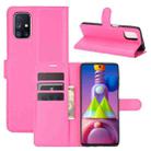 For Samsung Galaxy M51 (Side Fingerprint) Litchi Texture Horizontal Flip Protective Case with Holder & Card Slots & Wallet(Rose red) - 1