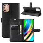 For Motorola Moto G9 Plus Litchi Texture Horizontal Flip Protective Case with Holder & Card Slots & Wallet(Black) - 1