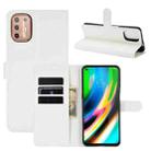 For Motorola Moto G9 Plus Litchi Texture Horizontal Flip Protective Case with Holder & Card Slots & Wallet(White) - 1