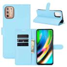 For Motorola Moto G9 Plus Litchi Texture Horizontal Flip Protective Case with Holder & Card Slots & Wallet(Blue) - 1