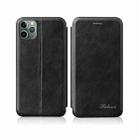 For iPhone 12 Integrated Voltage Retro Texture Magnetic TPU+PU Leather Case with Card Slot & Holder(Black) - 1