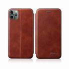 For iPhone 12 Integrated Voltage Retro Texture Magnetic TPU+PU Leather Case with Card Slot & Holder(Brown) - 1