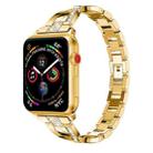 X-shaped Diamond-studded Solid Stainless Steel Wrist Strap Watch Band for Apple Watch Series 3 & 2 & 1 38mm(Gold) - 1