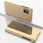 For Motorola G9 Plus Plated Mirror Horizontal Flip Leather Case with Holder(Gold) - 1