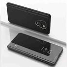 For Motorola G9 Play Plated Mirror Horizontal Flip Leather Case with Holder(Black) - 1