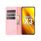 For Xiaomi Poco X3/X3 NFC Retro-skin Business Magnetic Suction Leather Case with Holder & Card Slots & Wallet(Pink) - 3