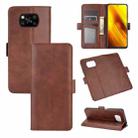For Xiaomi Poco X3/X3 NFC  Dual-side Magnetic Buckle Horizontal Flip Leather Case with Holder & Card Slots & Wallet(Brown) - 1