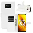 For Xiaomi Poco X3/X3 NFC Litchi Texture Horizontal Flip Protective Case with Holder & Card Slots & Wallet(White) - 1