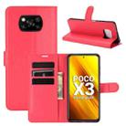 For Xiaomi Poco X3/X3 NFC Litchi Texture Horizontal Flip Protective Case with Holder & Card Slots & Wallet(Red) - 1