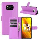 For Xiaomi Poco X3/X3 NFC Litchi Texture Horizontal Flip Protective Case with Holder & Card Slots & Wallet(Purple) - 1