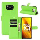 For Xiaomi Poco X3/X3 NFC Litchi Texture Horizontal Flip Protective Case with Holder & Card Slots & Wallet(Green) - 1