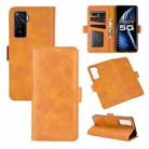 For vivo iQOO 5 5G Dual-side Magnetic Buckle Horizontal Flip Leather Case with Holder & Card Slots & Wallet(Yellow) - 1