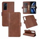 For vivo iQOO 5 5G Dual-side Magnetic Buckle Horizontal Flip Leather Case with Holder & Card Slots & Wallet(Brown) - 1