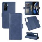 For vivo iQOO 5 5G Dual-side Magnetic Buckle Horizontal Flip Leather Case with Holder & Card Slots & Wallet(Dark Blue) - 1