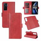 For vivo iQOO 5 5G Dual-side Magnetic Buckle Horizontal Flip Leather Case with Holder & Card Slots & Wallet(Red) - 1