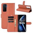 For vivo iQOO 5 5G Litchi Texture Horizontal Flip Protective Case with Holder & Card Slots & Wallet(Brown) - 1