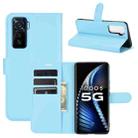 For vivo iQOO 5 5G Litchi Texture Horizontal Flip Protective Case with Holder & Card Slots & Wallet(Blue) - 1